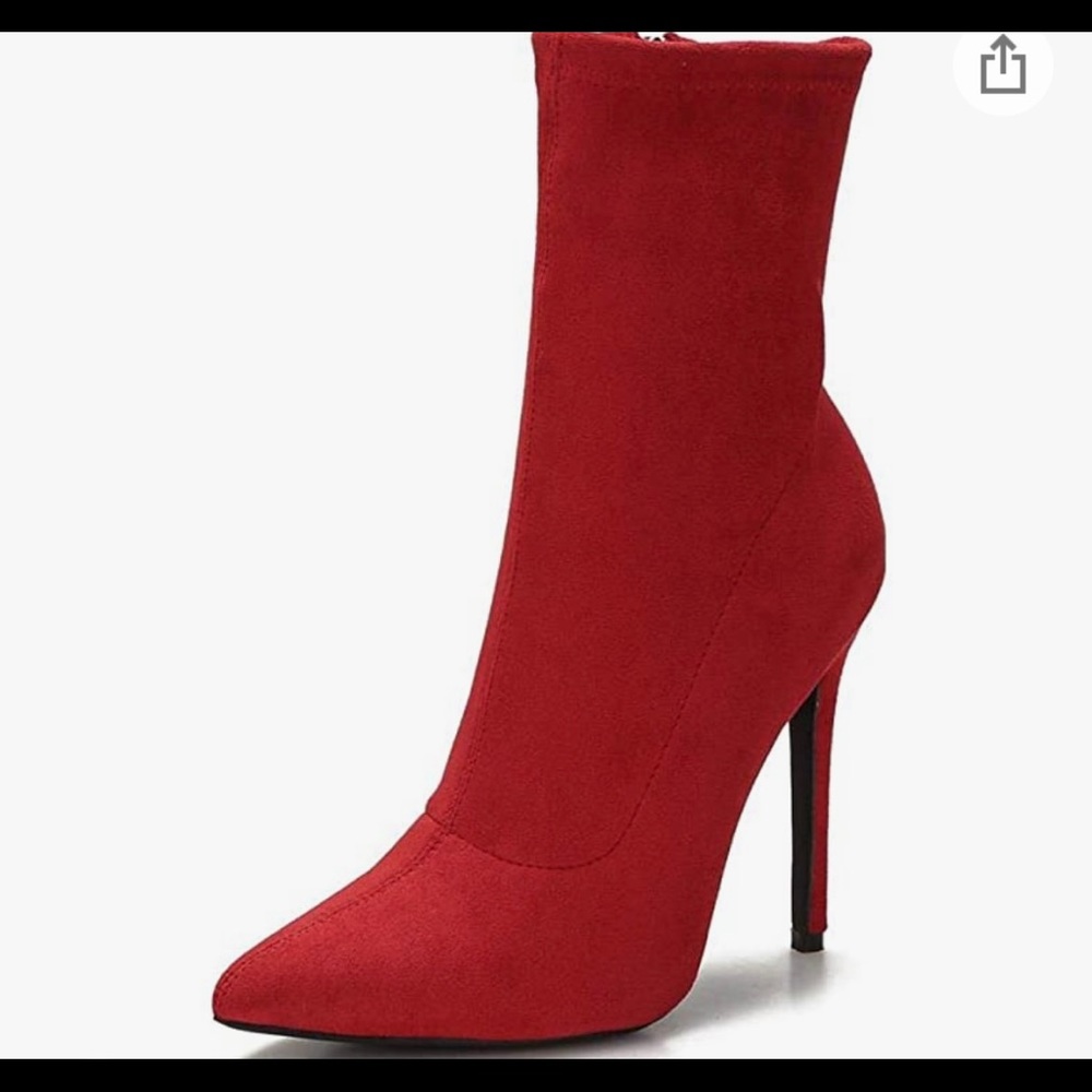 Red ankle boots